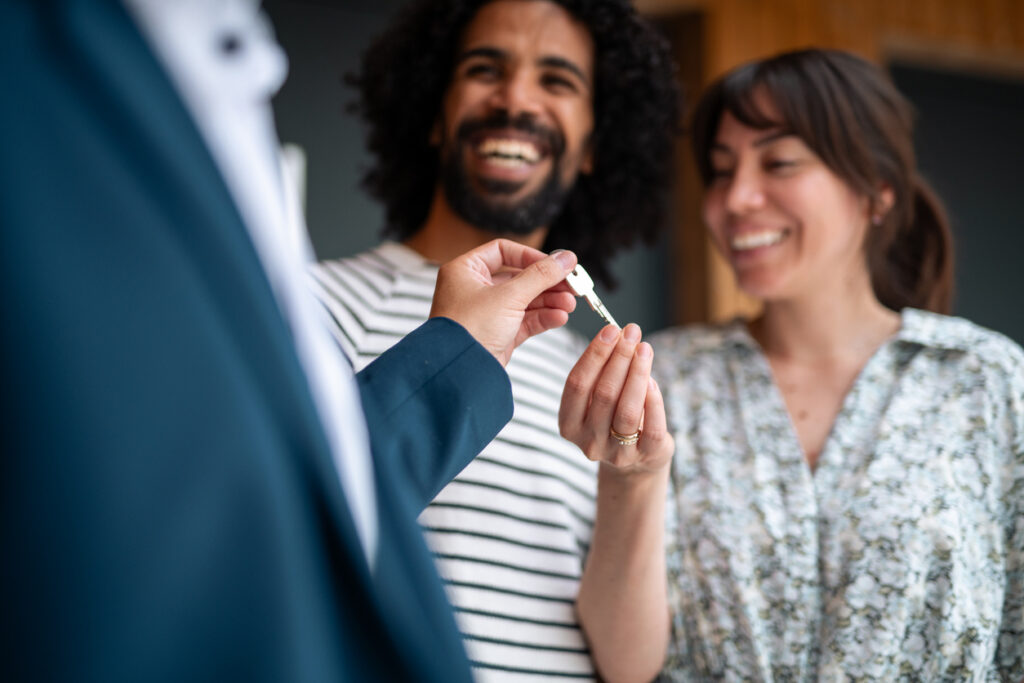 A professional real estate agent hands.